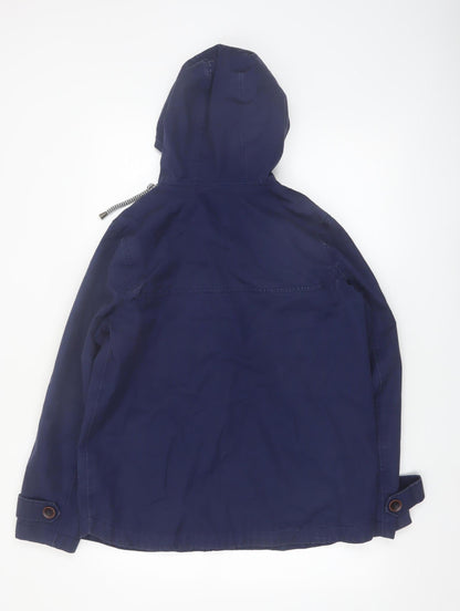 Joules Women’s Blue Hooded Waterproof Cotton Parka Jacket UK 12