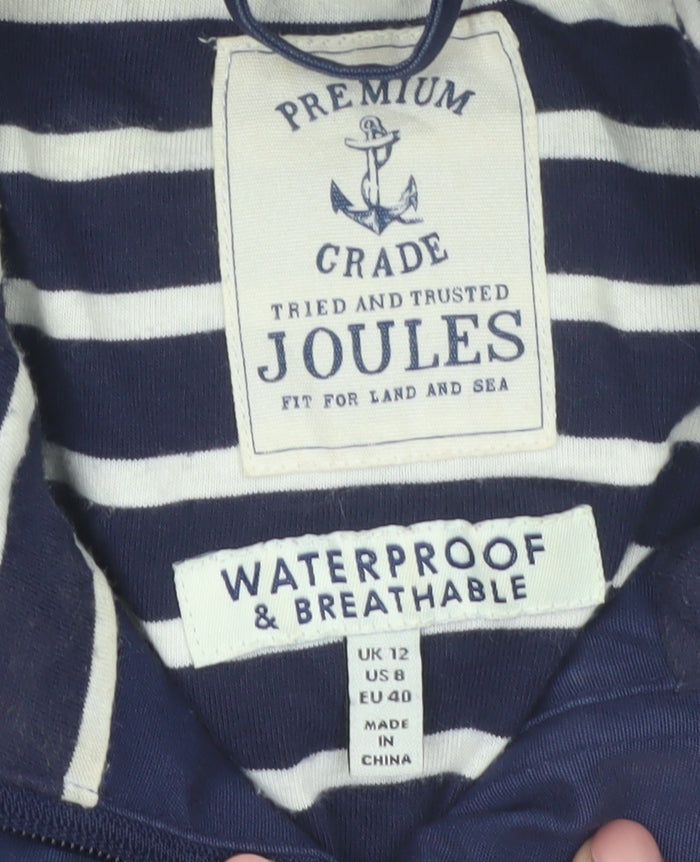 Joules Women’s Blue Hooded Waterproof Cotton Parka Jacket UK 12