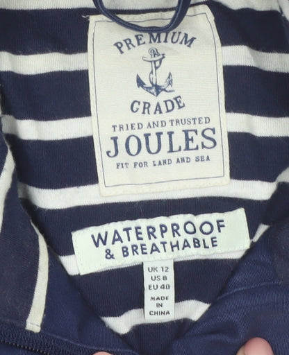 Joules Women’s Blue Hooded Waterproof Cotton Parka Jacket UK 12