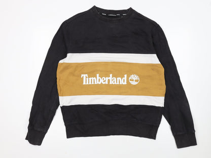 Timberland Womens Black Colourblock Sweatshirt M Regular Fit Cotton