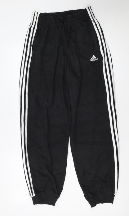 Adidas Women Black Jogger Trousers S 8-10 Elastic Waist Pockets Casual