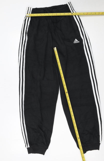 Adidas Women Black Jogger Trousers S 8-10 Elastic Waist Pockets Casual