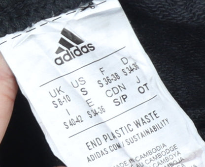 Adidas Women Black Jogger Trousers S 8-10 Elastic Waist Pockets Casual