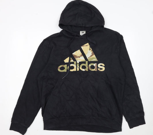 Adidas Men's Black Camouflage Logo Pullover Hoodie Size L