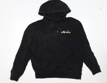 Ellesse Womens Black XL Pullover Hoodie with Gold Logo