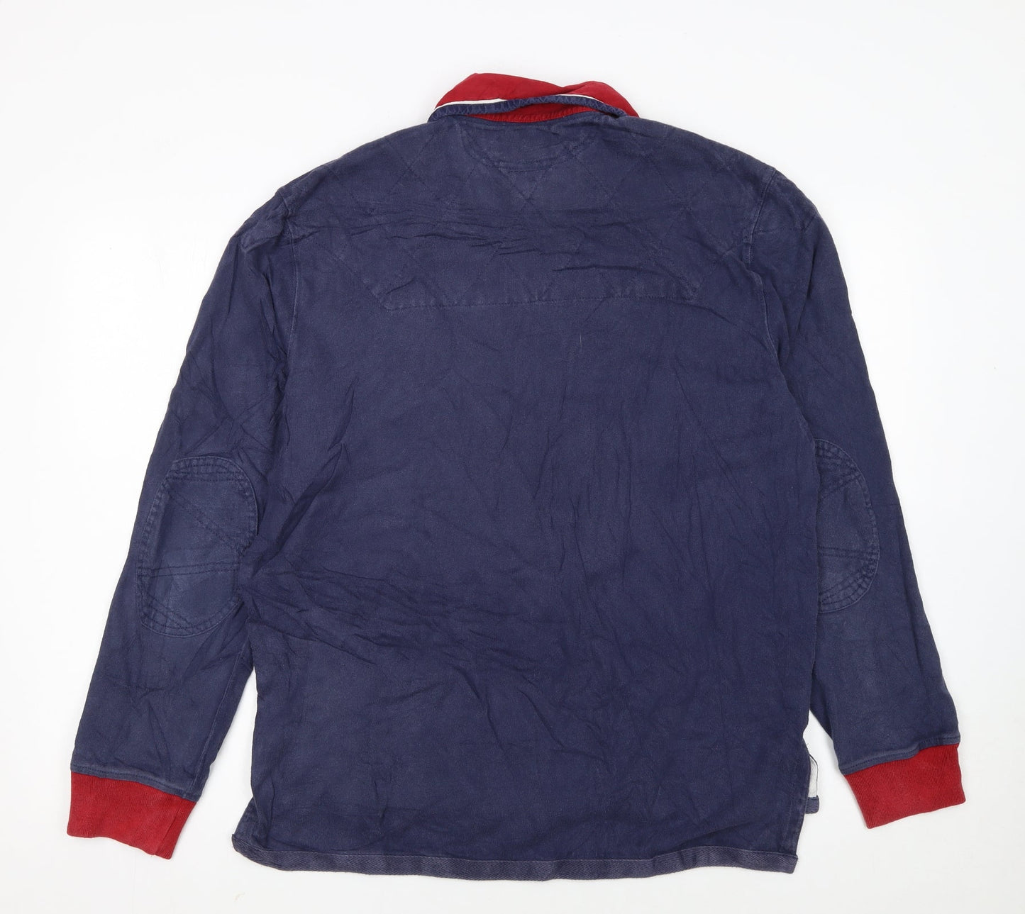 Ralph Lauren Mens Blue Long Sleeve Polo Shirt Size L Cotton Rugby Style