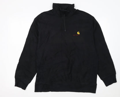 Carhartt Men’s Black 1/2 Zip Pullover Sweatshirt M Cotton Fleece
