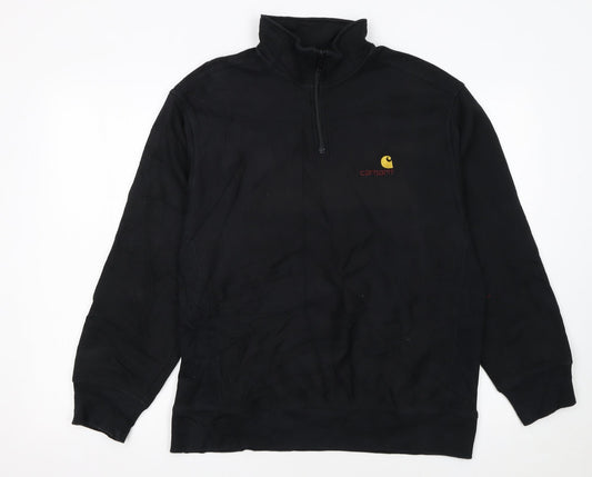 Carhartt Men’s Black 1/2 Zip Pullover Sweatshirt M Cotton Fleece
