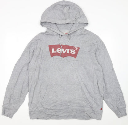 Levi's Mens Grey Pullover Hoodie L Logo Graphic Print Sweatshirt