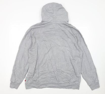 Levi's Mens Grey Pullover Hoodie L Logo Graphic Print Sweatshirt