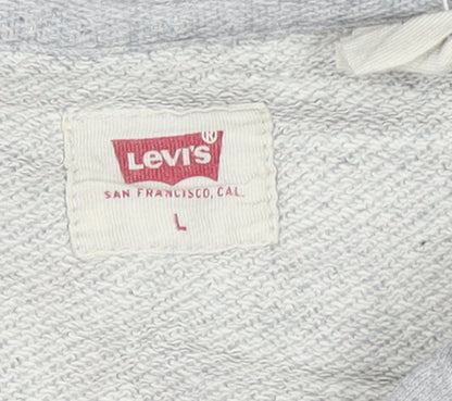 Levi's Mens Grey Pullover Hoodie L Logo Graphic Print Sweatshirt