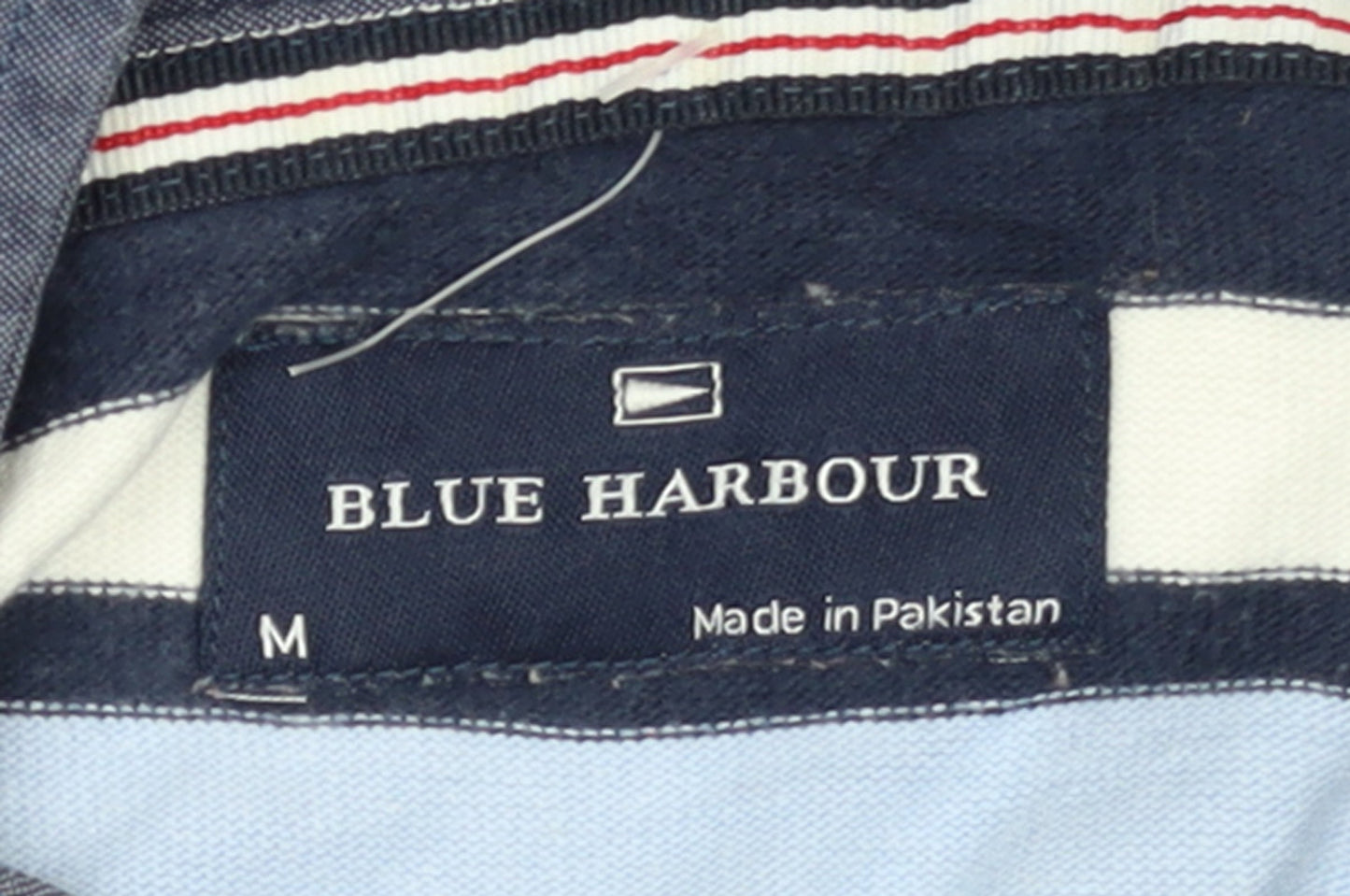 Marks and Spencer Blue Harbour Men’s Blue Striped Long Sleeve Cotton Polo M