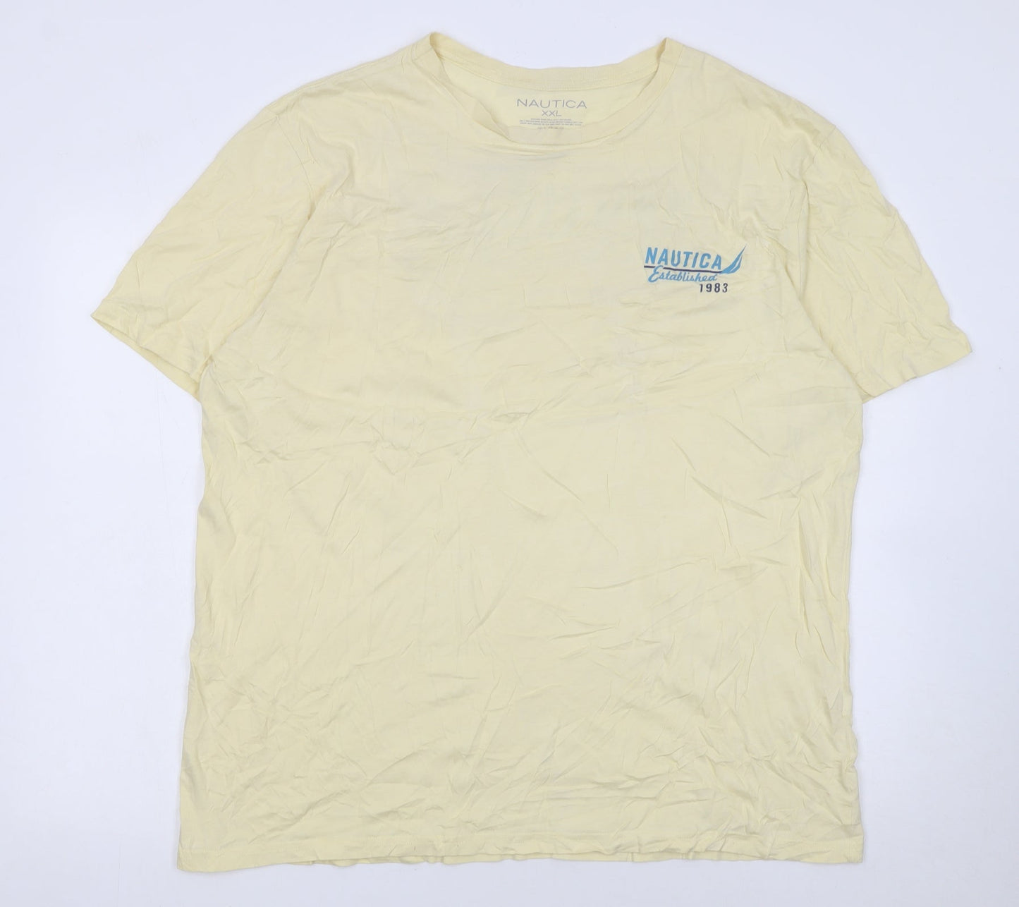 Nautica Men's Beige Graphic Print 2XL Cotton Crew Neck T-Shirt