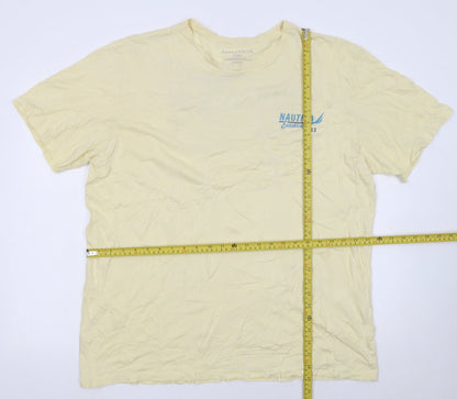 Nautica Men's Beige Graphic Print 2XL Cotton Crew Neck T-Shirt