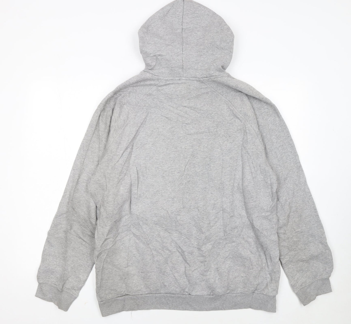 Adidas Men's Grey Pullover Hoodie L Logo Fleece Sweatshirt