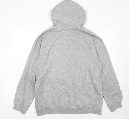 Adidas Men's Grey Pullover Hoodie L Logo Fleece Sweatshirt