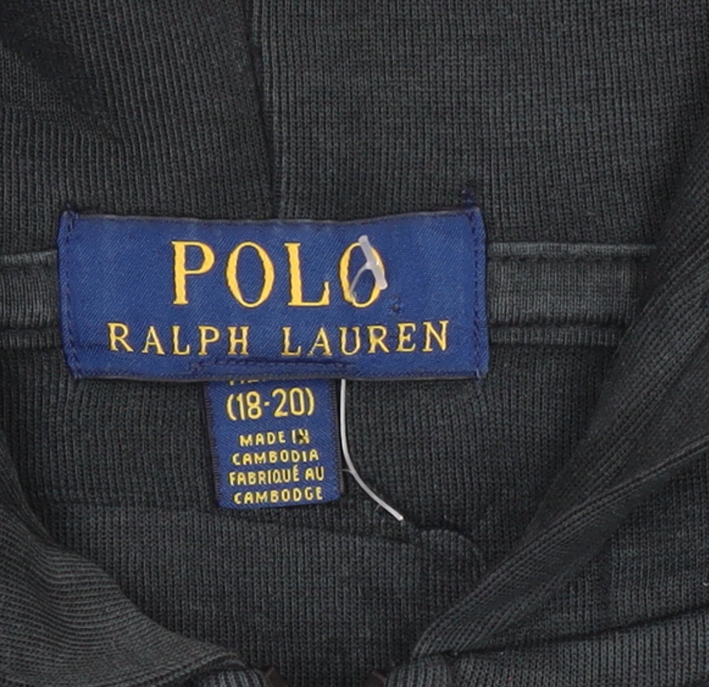 Polo Ralph Lauren Boys Black Full Zip Hoodie Size 18-20 Cotton Blend