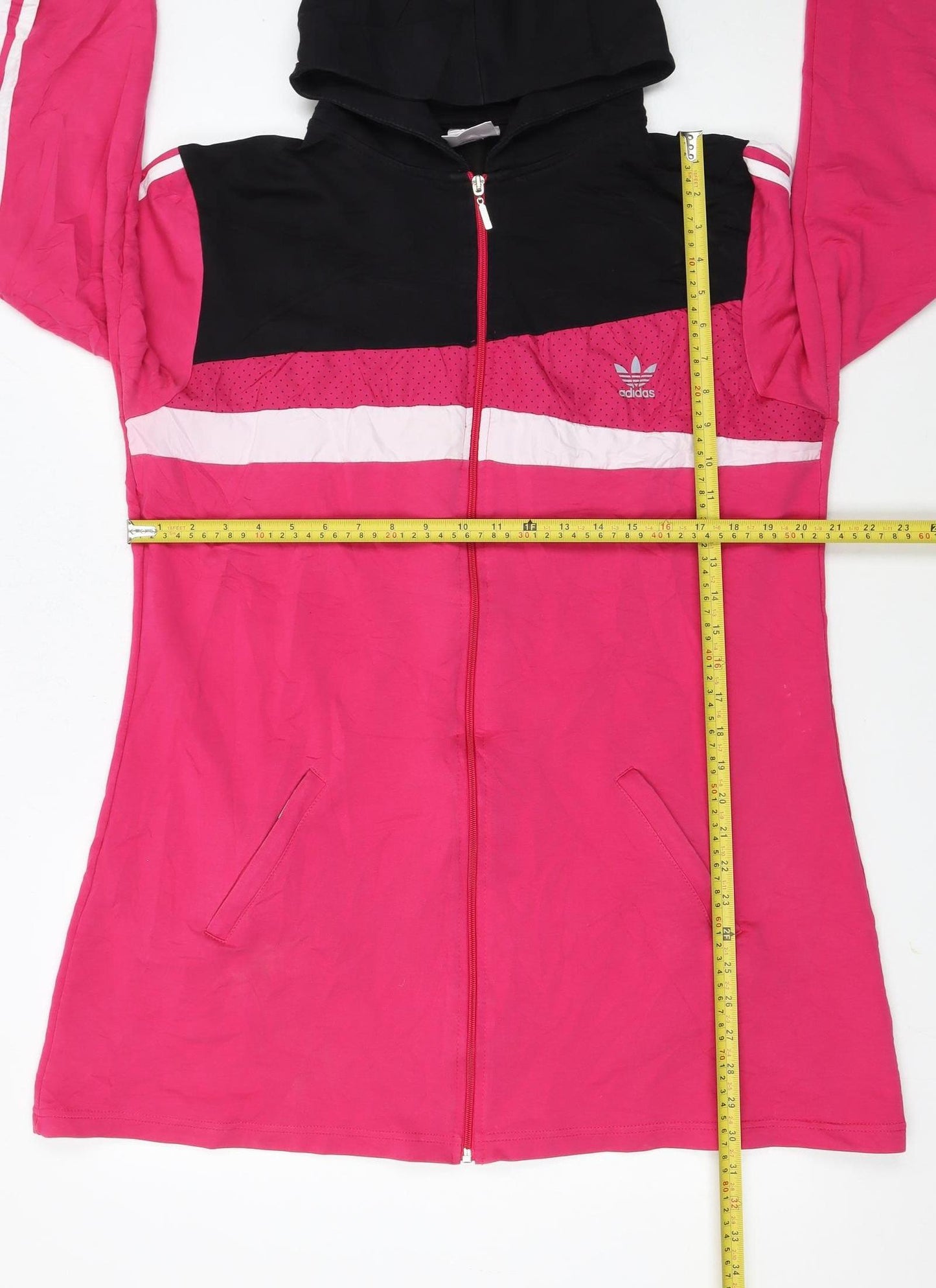 Adidas Women Pink Black Full Zip Hoodie Jacket Size M