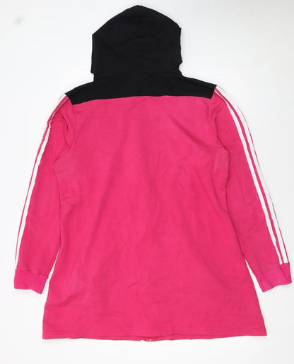 Adidas Women Pink Black Full Zip Hoodie Jacket Size M
