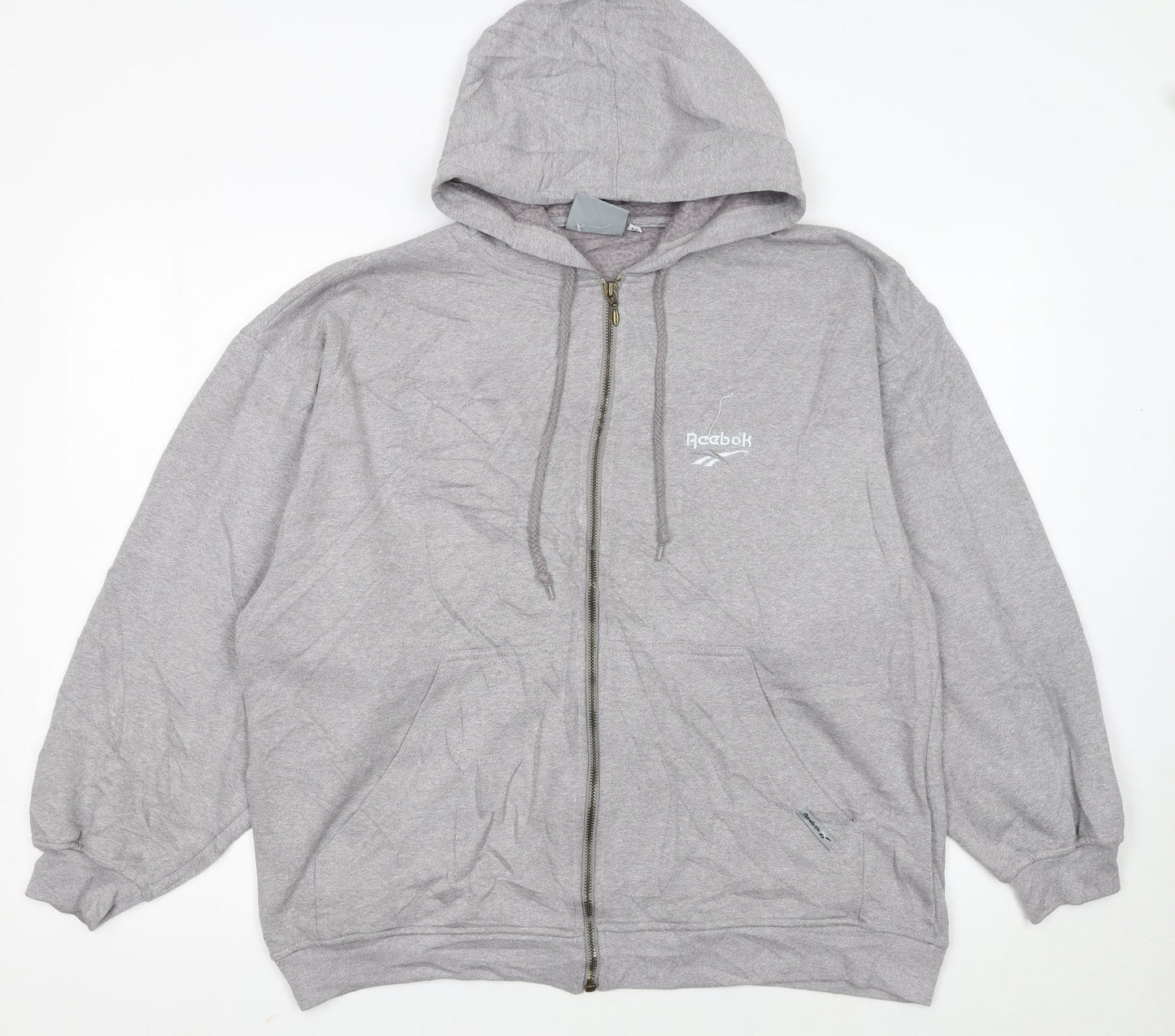 Reebok Womens Grey Full Zip Hoodie Size 12 Essentials Sweatshirt