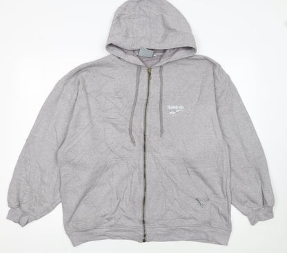 Reebok Womens Grey Full Zip Hoodie Size 12 Essentials Sweatshirt