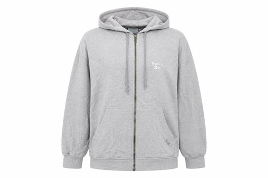 Reebok Womens Grey Full Zip Hoodie Size 12 Essentials Sweatshirt