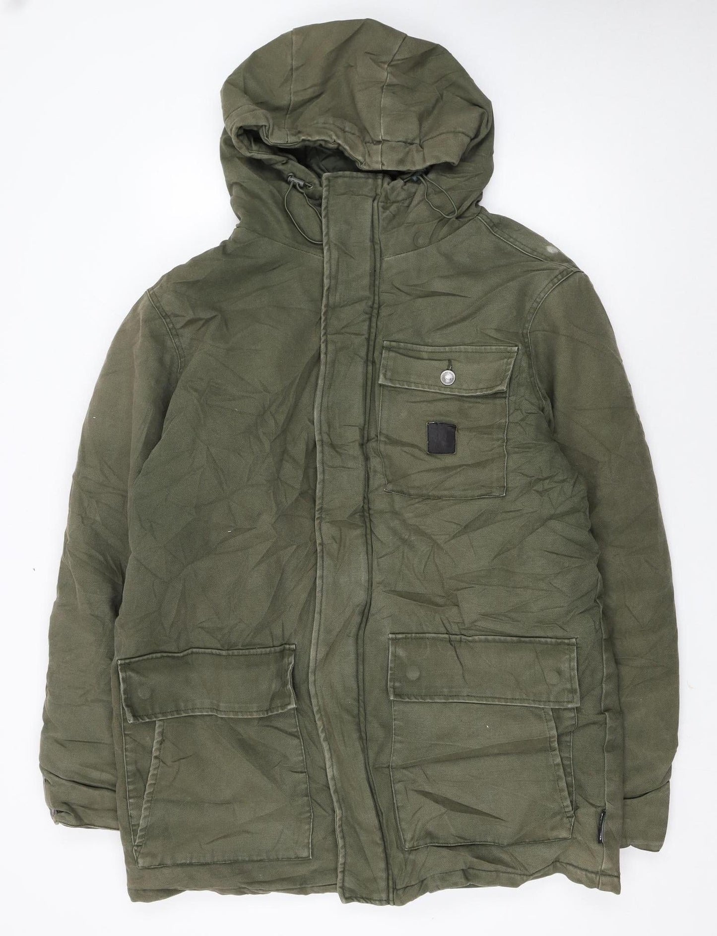 DC Shoes Men's Green Cotton Parka Jacket Hooded L
