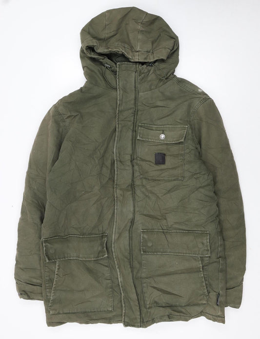 DC Shoes Men's Green Cotton Parka Jacket Hooded L