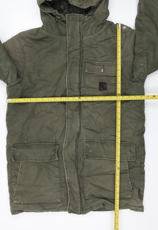 DC Shoes Men's Green Cotton Parka Jacket Hooded L
