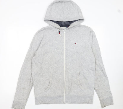 Hilfiger Denim Men's Grey Long Sleeve Hoodie L Cotton Blend Zip Up