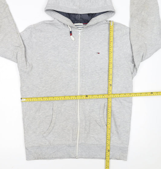 Hilfiger Denim Men's Grey Long Sleeve Hoodie L Cotton Blend Zip Up