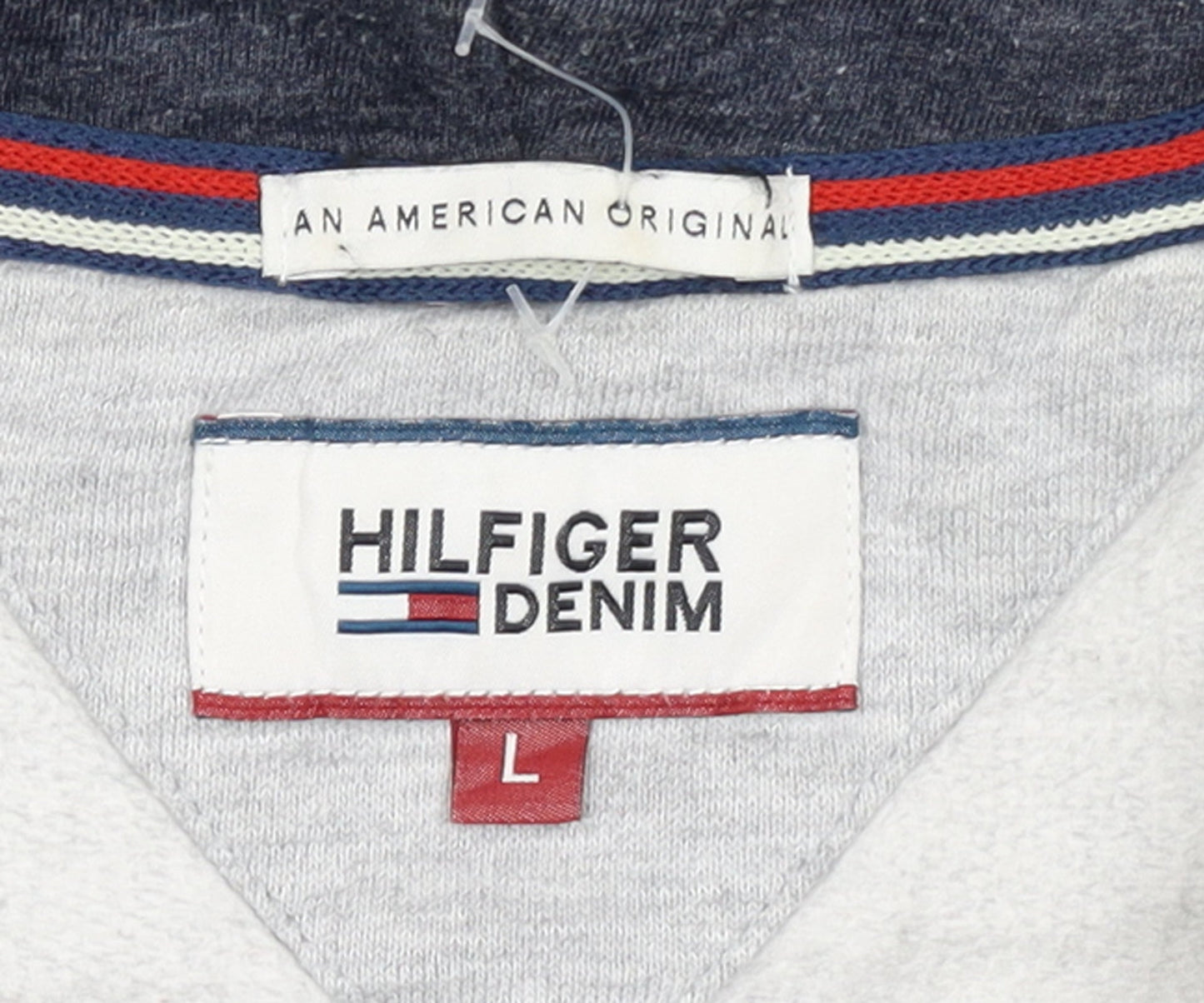 Hilfiger Denim Men's Grey Long Sleeve Hoodie L Cotton Blend Zip Up