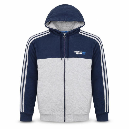 Adidas Men’s Grey Navy Full Zip Hoodie Size M Sports Lightweight