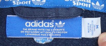 Adidas Men’s Grey Navy Full Zip Hoodie Size M Sports Lightweight