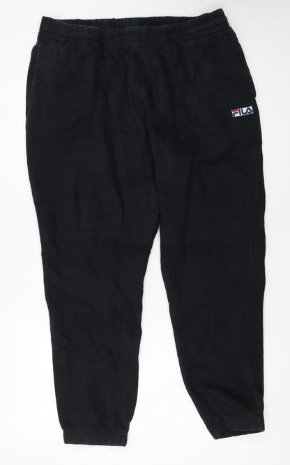 Fila Mens Black Jogger Trousers L Elastic Waist Casual