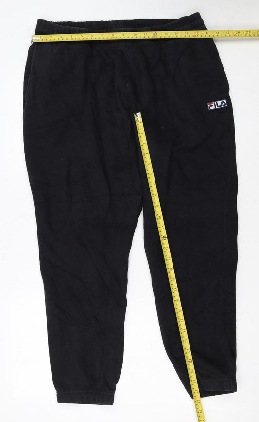 Fila Mens Black Jogger Trousers L Elastic Waist Casual