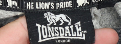 Lonsdale Men's Grey XL Pullover Hoodie with Logo Print
