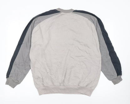 Puma Womens Beige Grey Pullover Sweatshirt Small Logo Crew Neck
