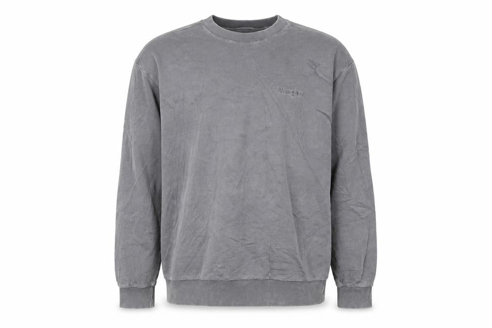 Wrangler Men's Grey Cotton Crew Neck Pullover Sweatshirt L