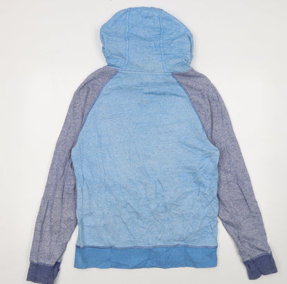 Adidas Womens Blue Graphic Pullover Hoodie Size S Cotton Blend