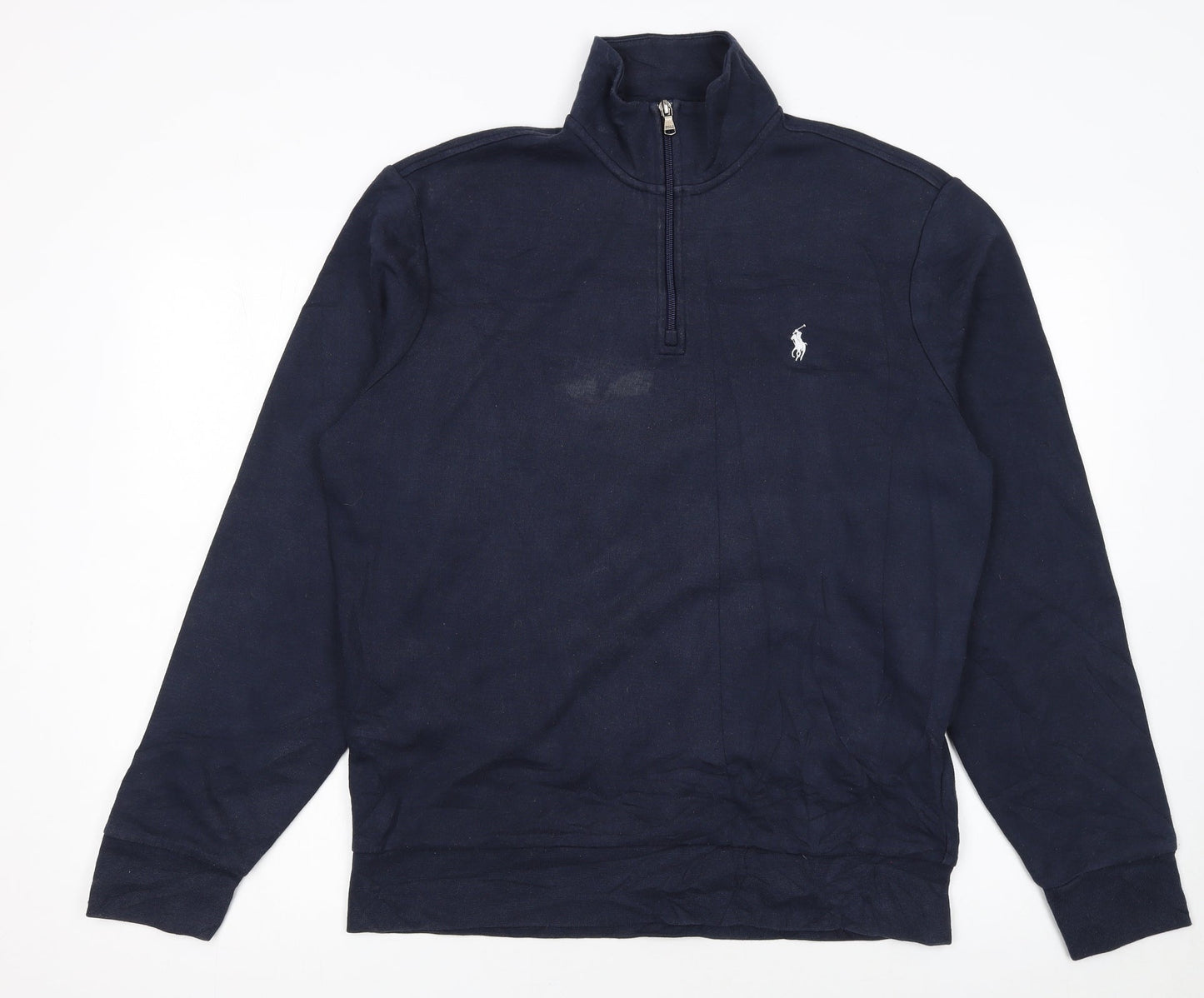 Ralph Lauren Men Blue 1/4 Zip High Neck Sweatshirt M Regular Fit