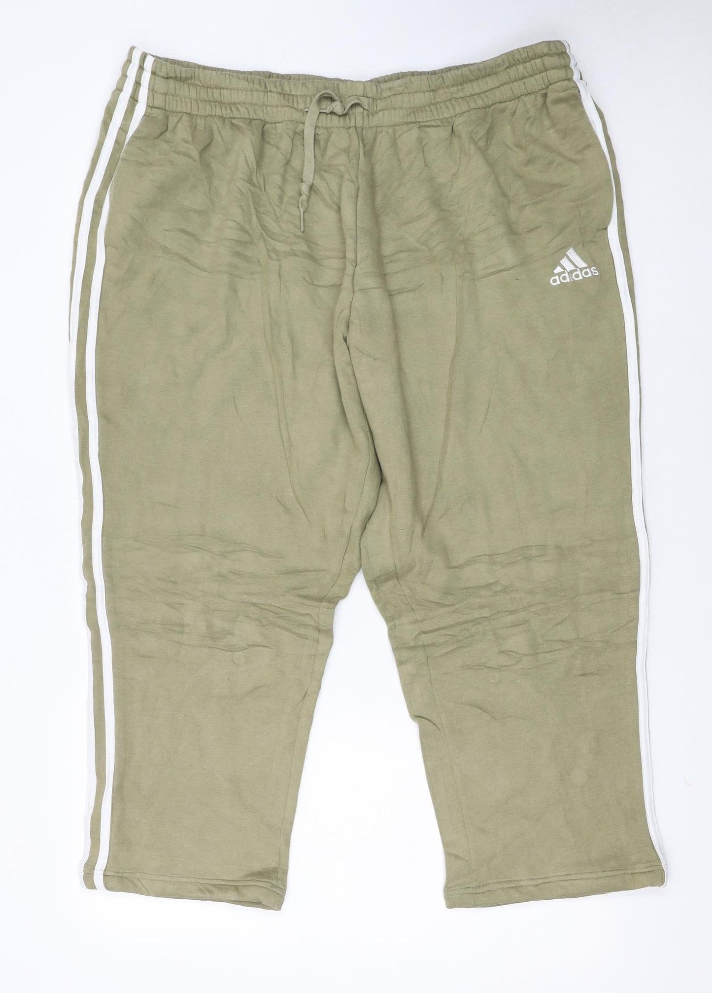 Adidas Men’s Green 2XL Jogger Trousers with White Stripes