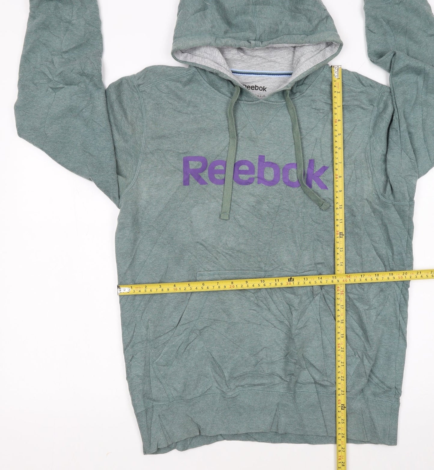 Reebok Women’s Green Pullover Hoodie Size M Logo Sweatshirt