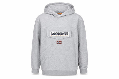 Napapijri Boys Grey Hoodie Size 162cm Pullover Logo Sweatshirt