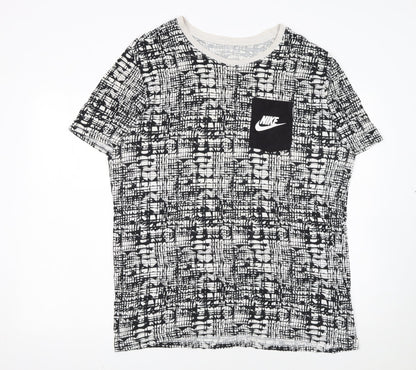 Nike Men's Black White XL Geometric Print Crew Neck T-Shirt