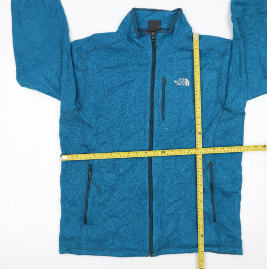The North Face Men's Blue Fleece Full Zip Mid-Length Jacket Size L
