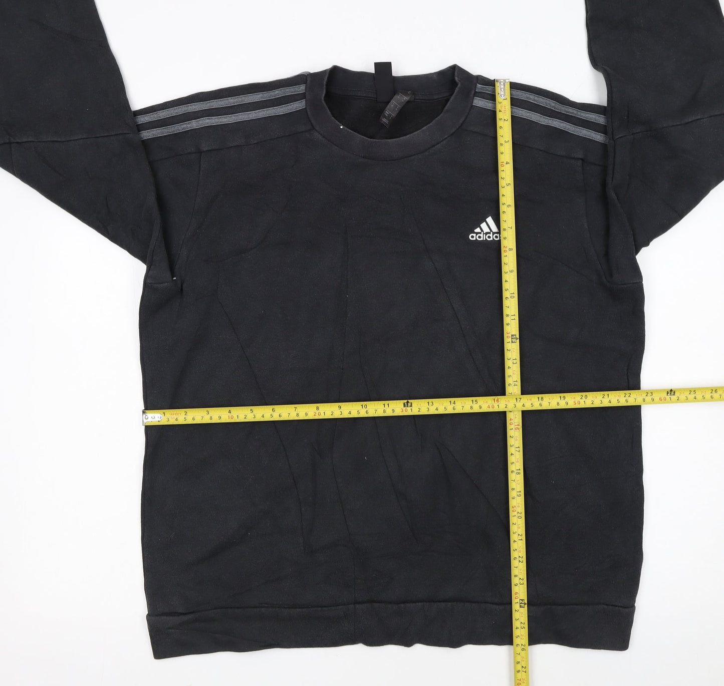 Adidas Men Black Crew Neck Pullover Sweatshirt M Sports Logo
