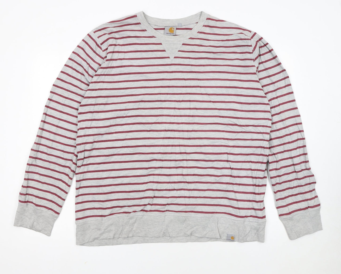 Carhartt Men’s Grey Striped XL Crew Neck Pullover Sweatshirt