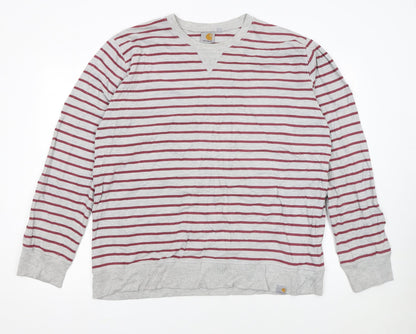 Carhartt Men’s Grey Striped XL Crew Neck Pullover Sweatshirt