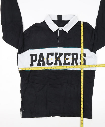 NFL Team Apparel Men's Black Long Sleeve Polo L Green Bay Packers